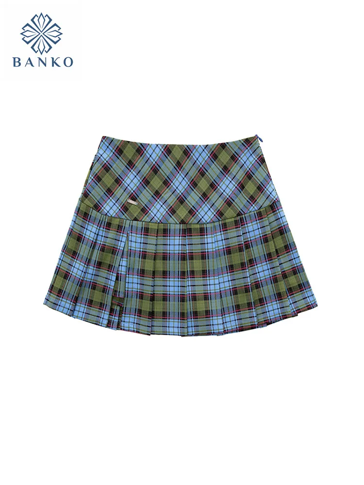 Fashion Harajuku Short Plaid Skirt Women Mini Bottoms High Waist Sexy Girl Korean A-Line Skirt Streetwear Clothes American Retro