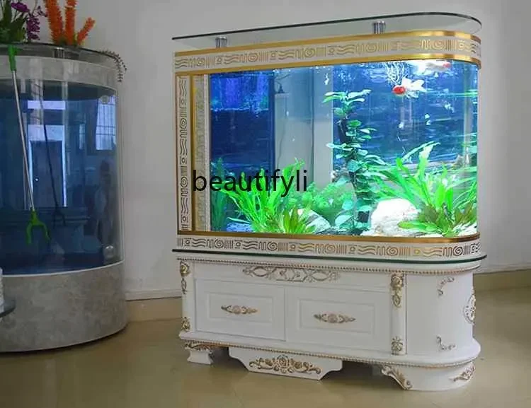 

LJYEuropean Fish Tank Ecological Glass Aquarium Subareas Screens Bar Counter 1.5 Change Water