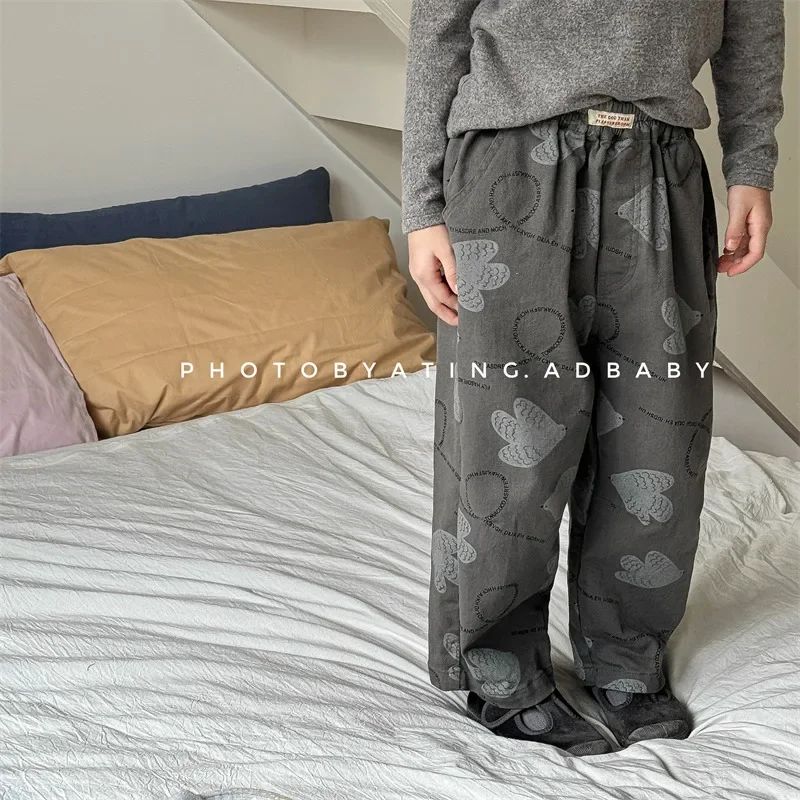 4165 Children Pants Autumn 2024 Korean Washed Cotton Baby Boy's Casual Pants 1-7Year Kid's Trousers Pants