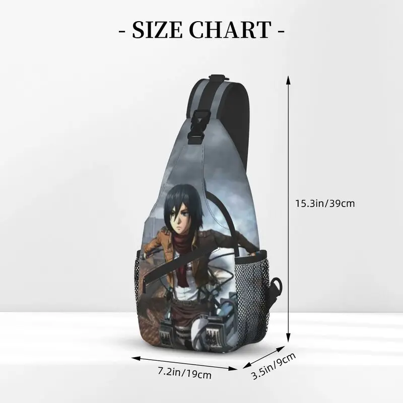 Mikasa Ackerman Attack บน Titan Sling กระเป๋าคาดหน้าอก Shingeki No Kyojin Crossbody ไหล่กระเป๋าเป้สะพายหลังขี่จักรยาน Daypack