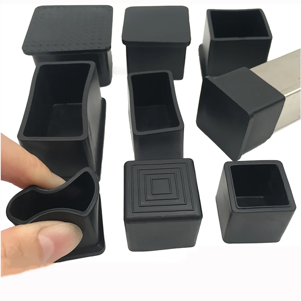 2/4pc Square Chair Leg Caps Rubber Non-slip Table Foot Floor Protector Dust Cover Socks Cover Pipe Plugs Furniture Hole Leveling