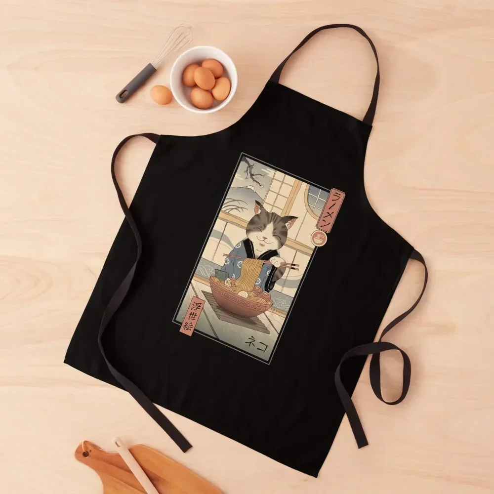 

Neko Ramen Ukiyo-e Apron professional hairdresser cooks clothes Apron