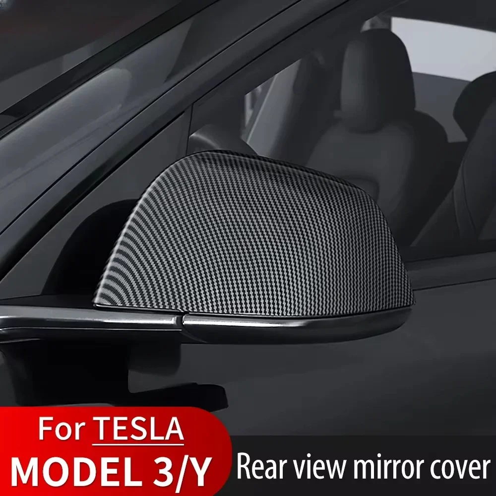 

Carbon Fiber Car Paste Side Door Mirror Cover For Tesla Model 3 Model Y Auto Exterior Accessories ABS Sides Rearview Cover