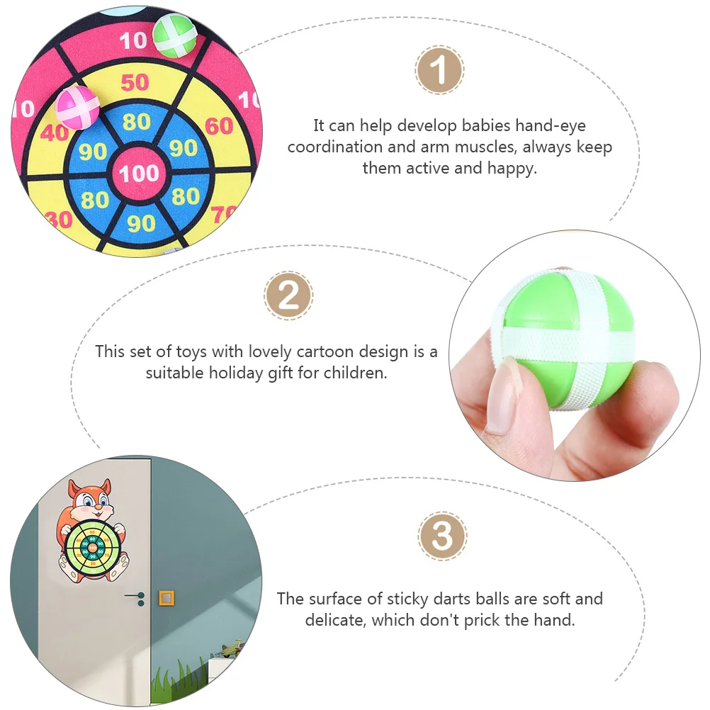 

1 Set Sticky Cartoon Design For Kids Educational Throw Game Outdoor Indoor Party Beach Backyard Dart Board Game Accessory