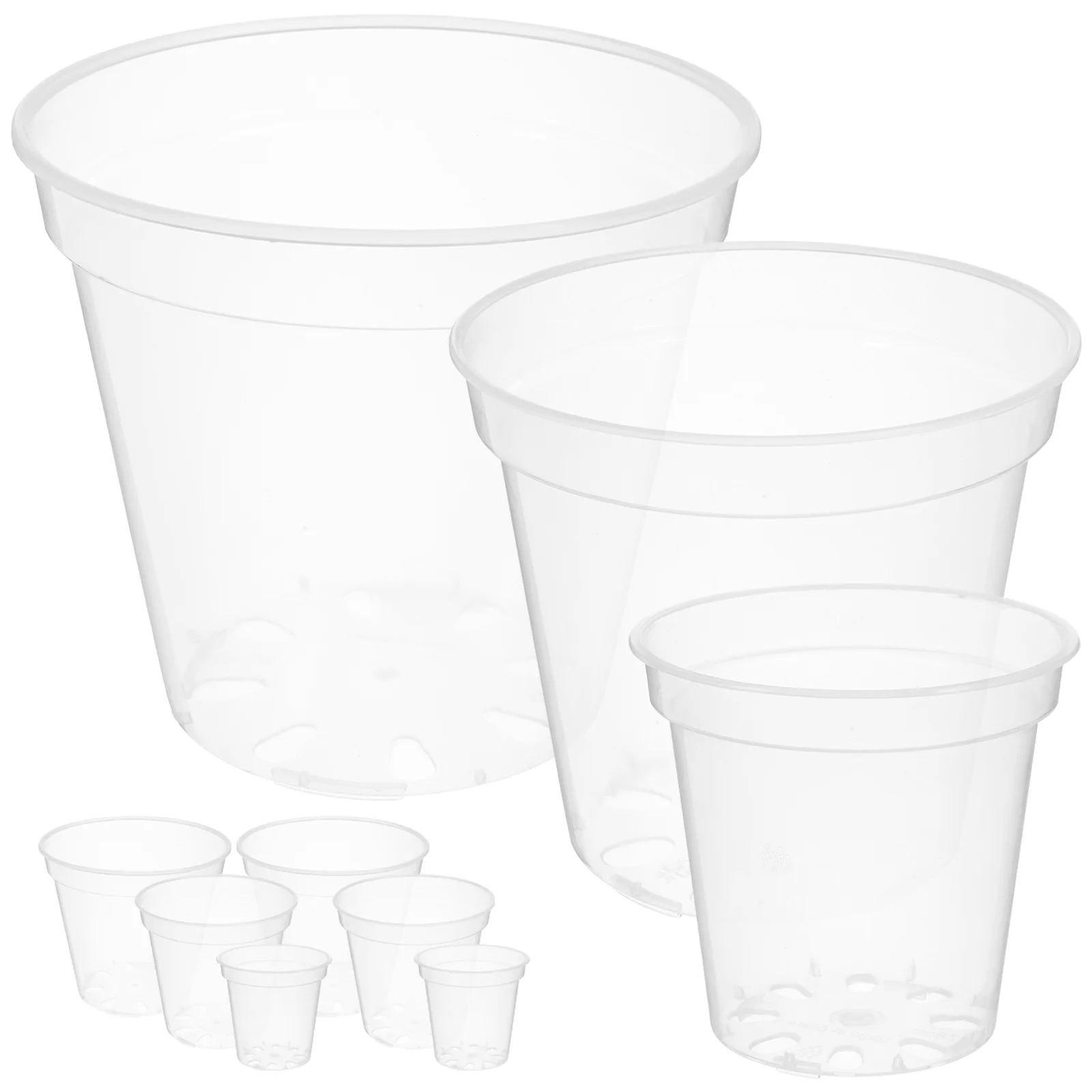 

Orchids Flower Pots Transparent Garden Plant and Planting Set with Drainage Holes 9pcs for Plants