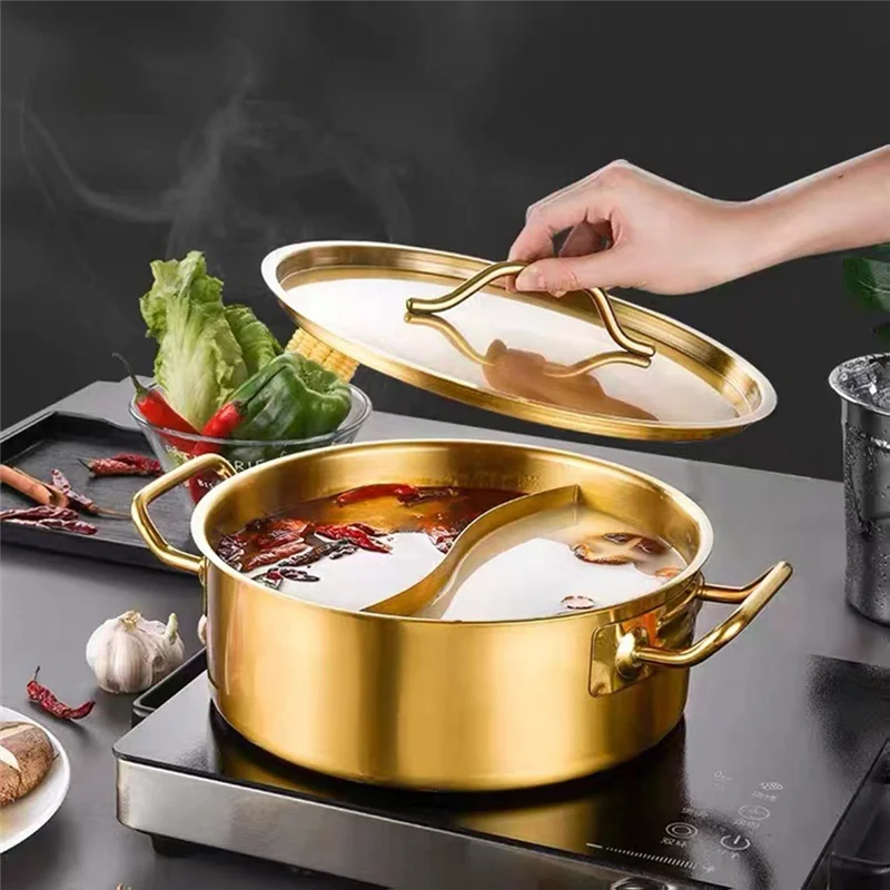 

A74E-Stainless Steel Pot Double Handle Double-Handled Pot Stainless Steel Hot Pot Basin Household Hot Pot Soup Pot
