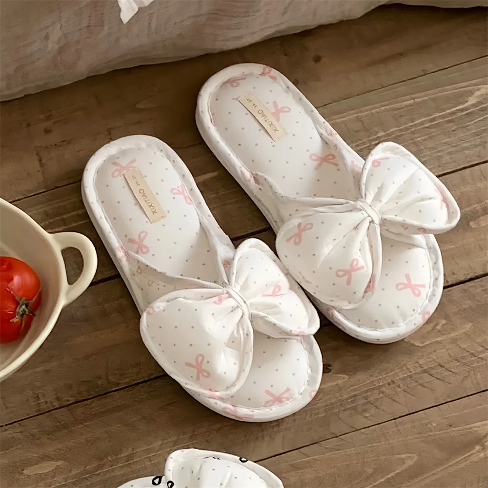 

Universal Women's Fashion Indoor Casual Comfortable Slippers New Cute Bow Household Warm Fluffy Lightweight Shoes