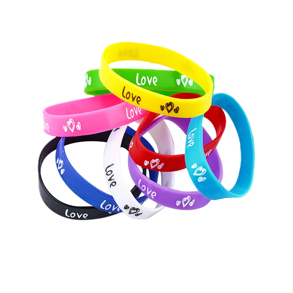 

20 Pcs Love Silicone Bracelet Eco Friendly Fashionable Women Girl Silica Gel Water Resistant Comfortable Gifts Party