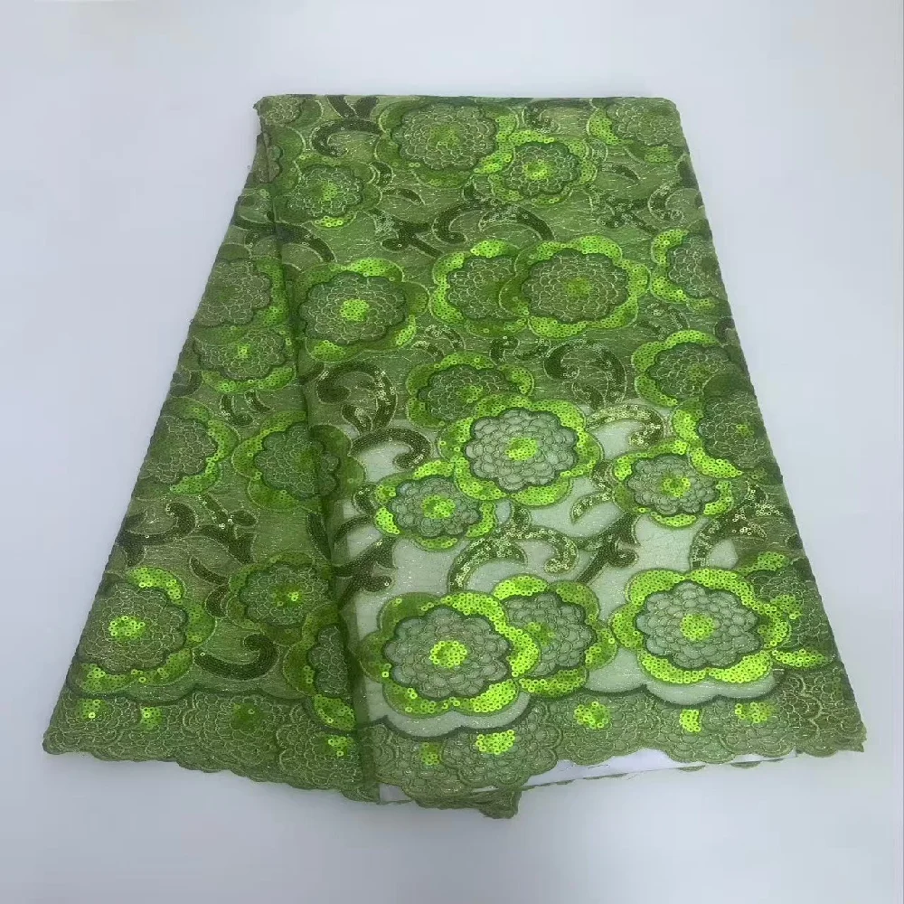 

African Sequins NET Lace Fabric High Quality Groom Nigerian Wedding Bridal Embroidery French Tulle Sewing
