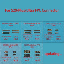 2 pçs 54 56 pinos lcd tela usb carregador de bateria fpc conector a bordo para samsung galaxy s20/plus/ultra s20plus s20ultra s20u