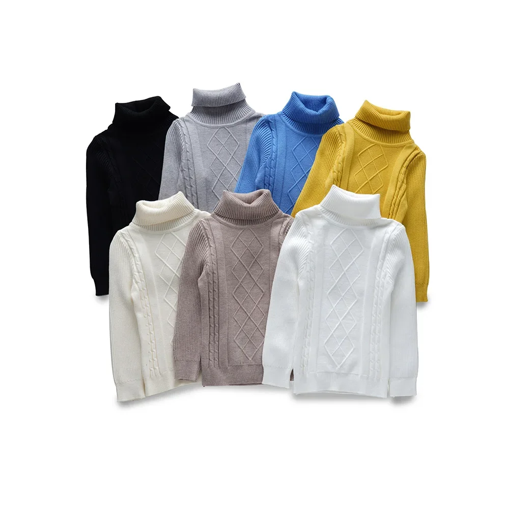 Autumn Winter Children Boy Sweater Cotton Solid Turtleneck Kid Boy Undershirt Multiple Color Available Knitted Kid Boy Pullovers