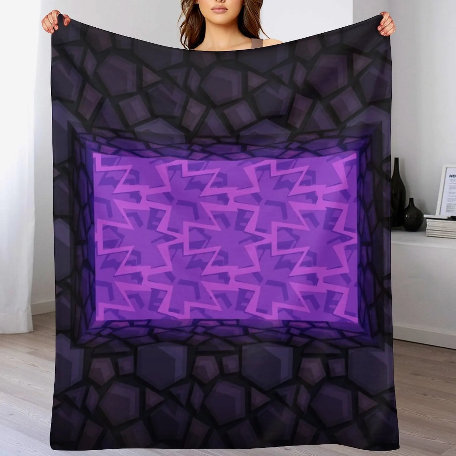 Obsidian Nether Portal - PureBDcraft Throw Blanket Cozy Sofa Blanket for TV Watching Napping