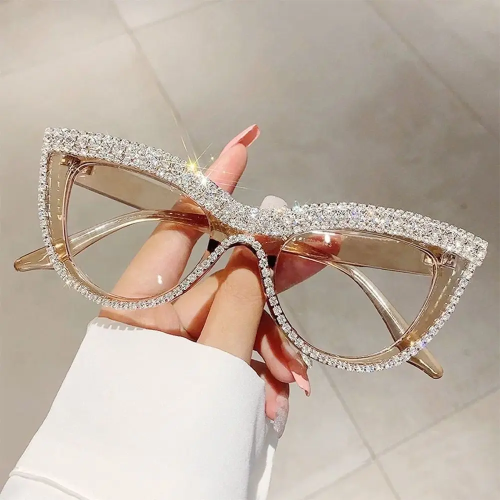 

Портативные очки для чтения со стразами, защитные очки для глаз, квадратные очки для дальнозоркости, сверхлегкие винтажные оптические очки для женщин