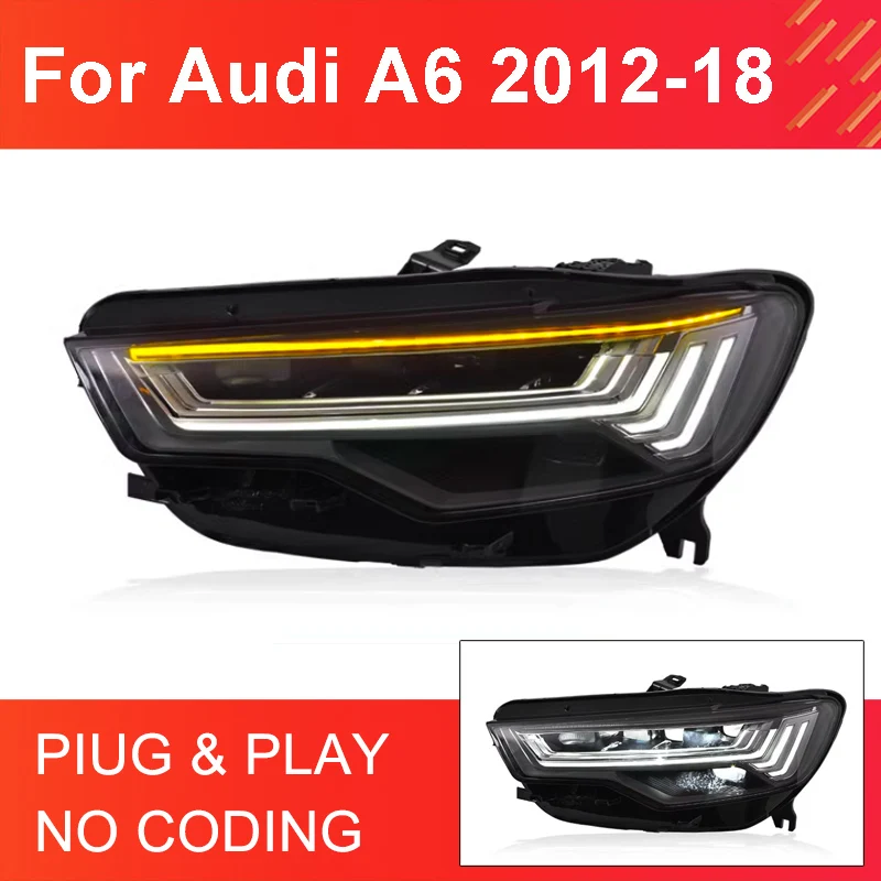 

1 Pair LED Headlight Assembly for AUDI A6 2012-2018 Headlight Plug and Play with LED DRL Dynamic Turning Front Head lights