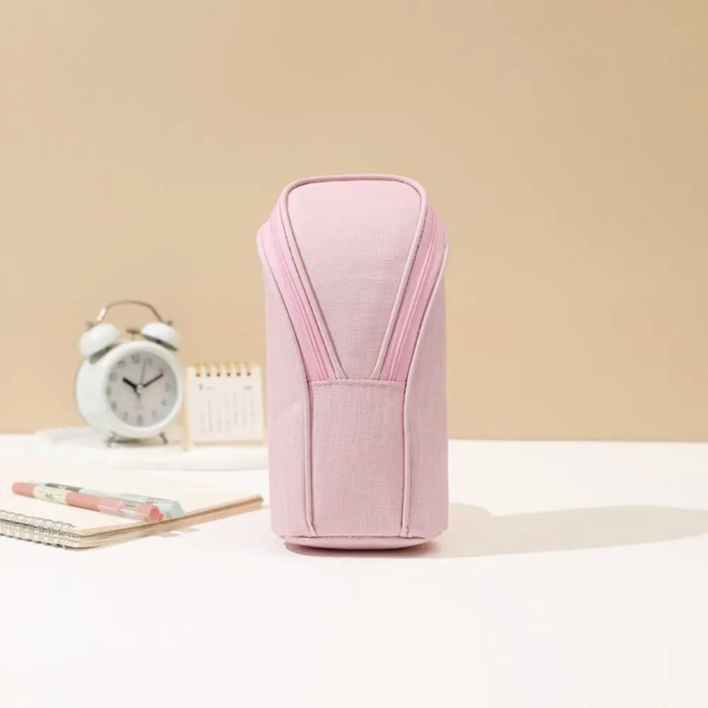 Standing Pencil Holder Multi-function Zippered Vertical Pencil Case Large Capacity Phone Holder Pen Bag School/Office Supplies