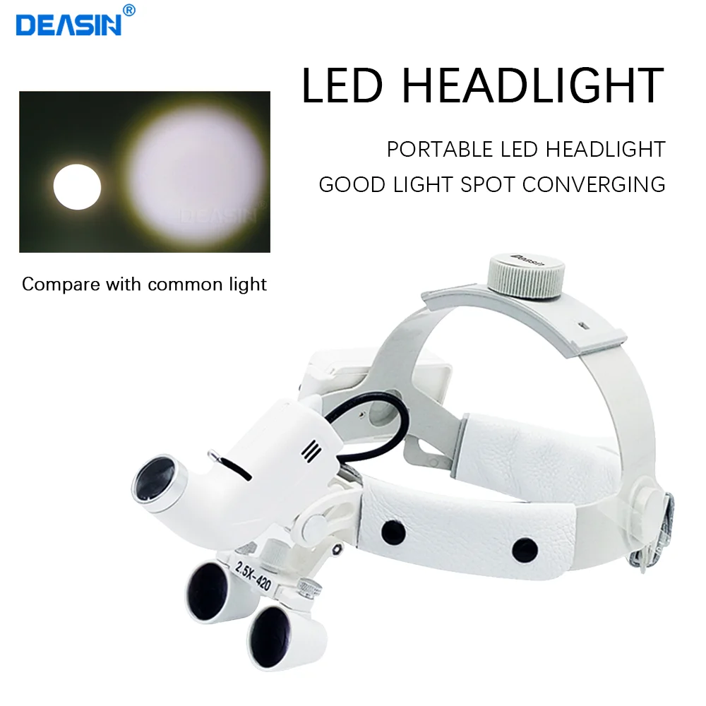 

DEASIN Dental Loupe 2.5X 3.5X Surgical Headlight 5W Wireless ENT Headlight Dental Magnifying Glass Dentistry Loupe Surgical Lamp