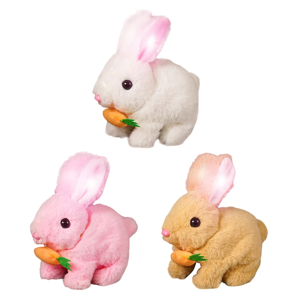 ตุ๊กตากระต่ายของเล่นตุ๊กตาสัตว์ของเล่นเดินกระโดดสัตว์เลี้ยงอิเล็กทรอนิกส์ของเล่นกระต่ายกระต่ายจมูกที่สมจริงตุ๊กตาสําหรับเด็กวัยหัดเดินวันเกิด