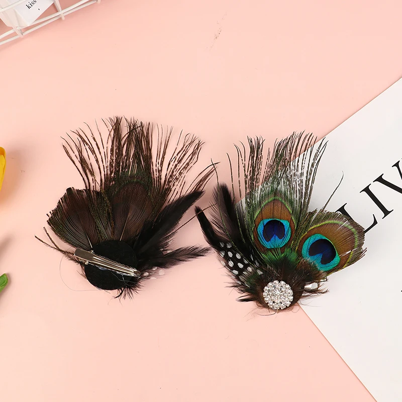 Cute Peacock Feather Hair Clip Beautiful And Stylish Feather Facinator Hairclip Fashion Hair Decor Hair Clip For Girls