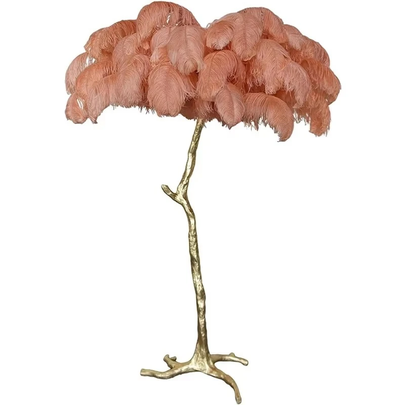 

Nordic designer luxury living room palm tree standing lamp modern ostrich feather floor lamp interior home decoration