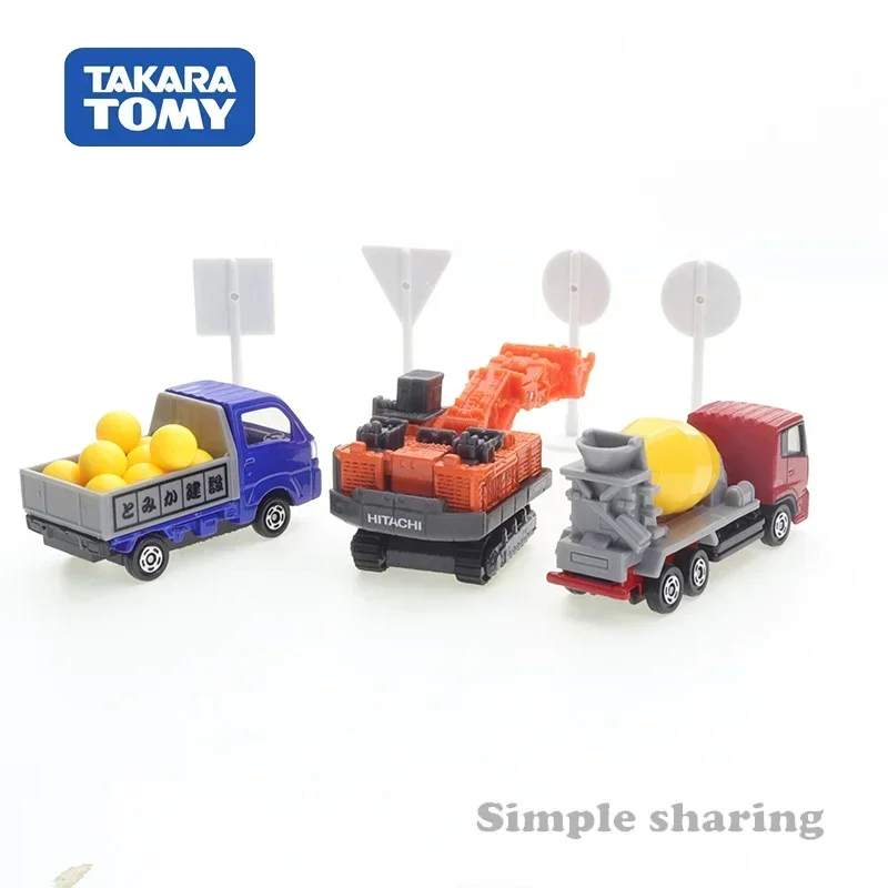 Takara Tomy. ชุดรถก่อสร้าง Tomica, ของเล่นเด็กผู้ชายมอเตอร์รถยนต์ลูกเต๋าของเล่นรถสะสม