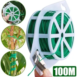 Garden Plants Strapping Iron Wire Garden Plant Tie with Cutter Plant Flower Vine Climbing Support Cable String Garden Wrap Tool