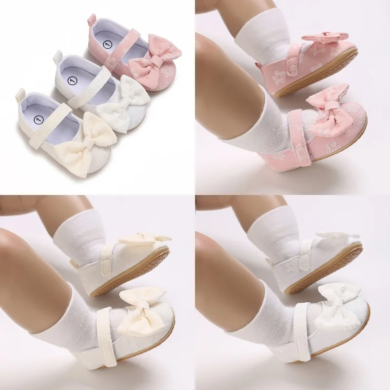 

Мягкие и удобные кроссовки с бантом Baby Princess Series из мягкой тканевой подошвой, противоскользящие женские детские кроссовки с мягкой подошвой
