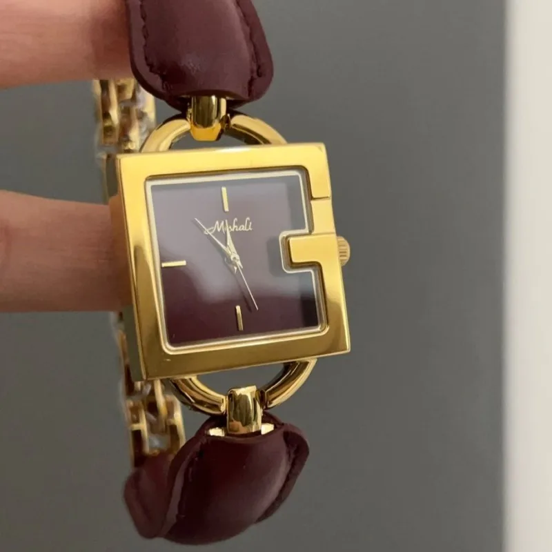 Reloj de Pulsera de Cuero Rojo Ankola de Diseño Exclusivo y de Alta Gama PEIYING, Reloj de Cuarzo para Mujer