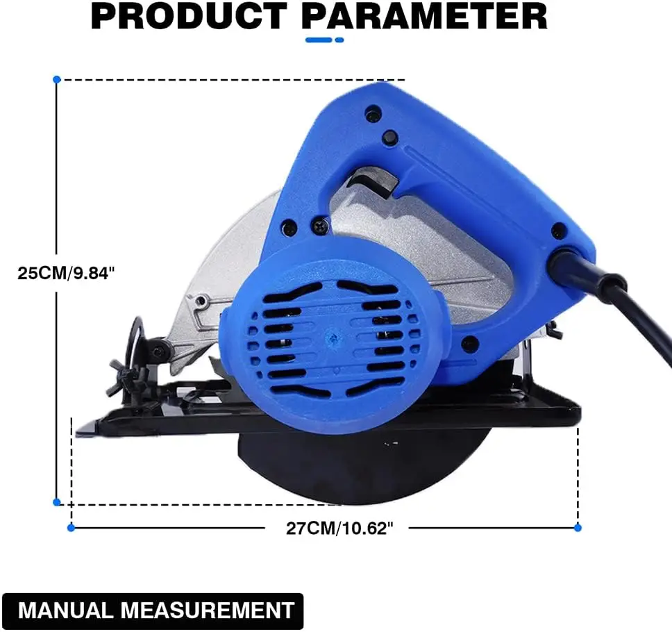 Circular Saw, 1500 W Handheld Circular Saw Kit, Electric Plunge Saw with Diameter 185 mm Saw Blades, 5500 RPM, Adjustable Cuttin