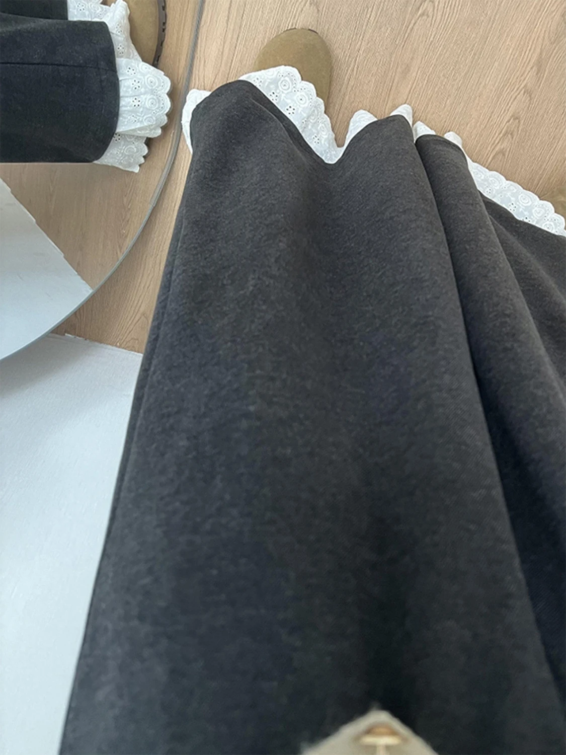 Spring 2026 New Sle Women's Loose Wide Leg Pants with Lace Trim Elastic Waist Casual Faionable Trousers for Ladies