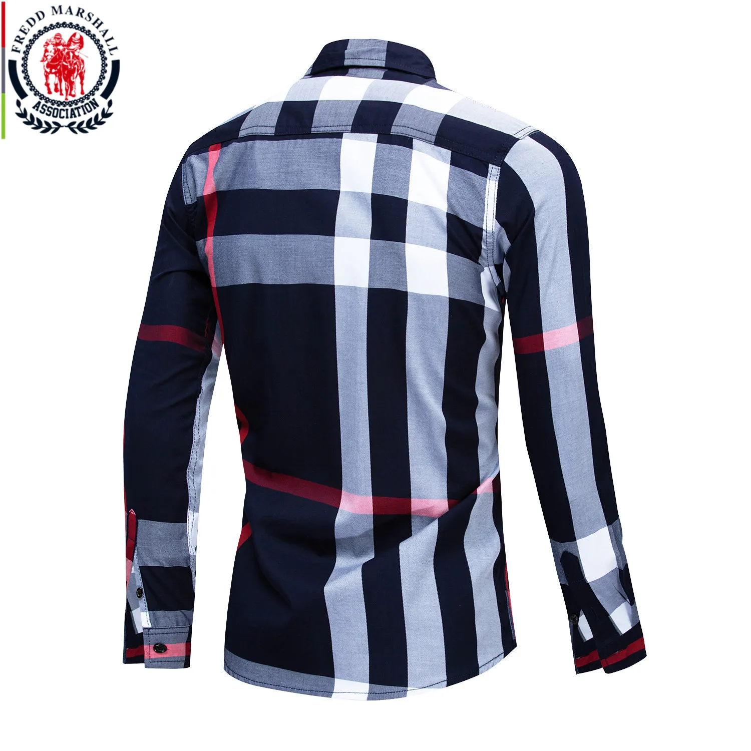 Fredd Marshall 2023 New Fashion Random Plaid Shirt Men Long Sleeve Casual Business Shirts Tops 100% Cotton Chemise Homme 199