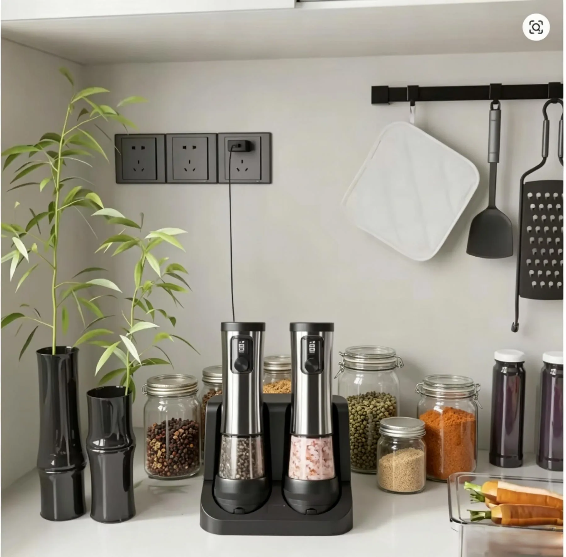 Novo Conjunto Elétrico de Moedores de Sal e Pimenta 2026 com 5 Níveis de Moagem Ajustáveis, Display LED, Projetado para Uso com Uma Mão na Cozinha