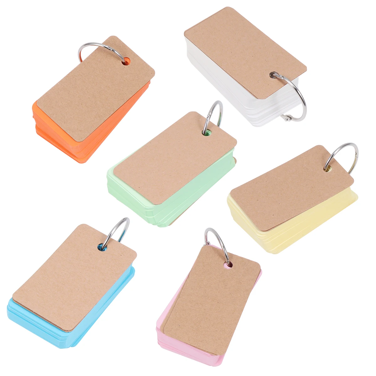 

6pcs Cards Notepad Binder Ring Notepads Ring Refillable Blank Flash Cards Ideal School Stationery Portable Easy Use