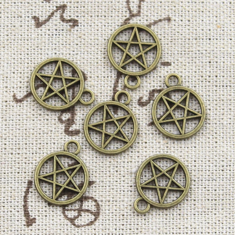 50pcs Charms Star Pentagram 17x14mm Antique Silver Color Pendants DIY Crafts Making Findings Handmade Tibetan Jewelry