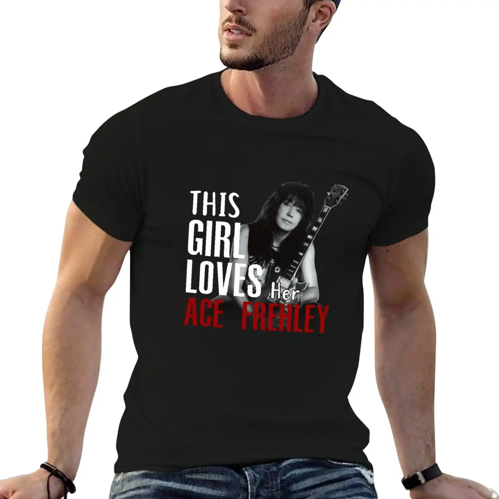 

This girl Ace Frehley T-Shirt man t shirt heavy cotton t shirt men 100% cotton luxury brand T-Shirt