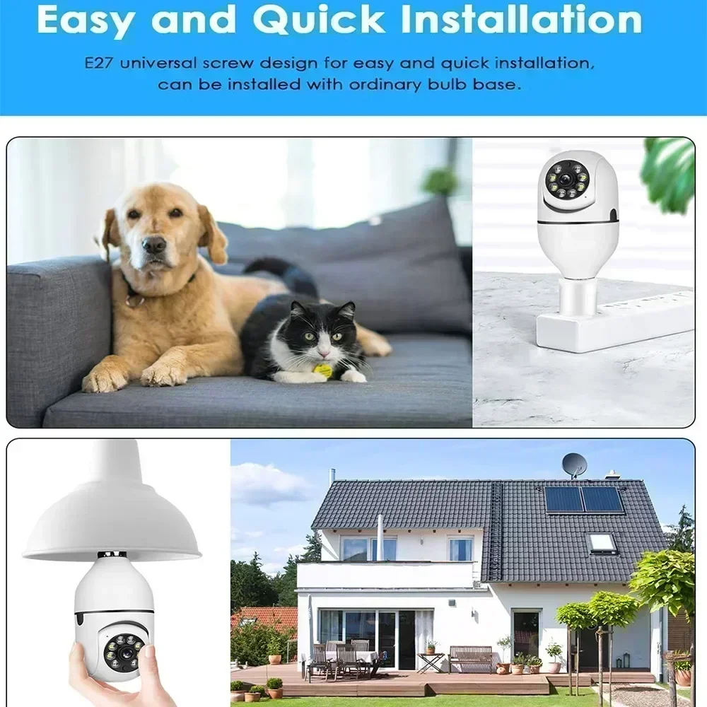 2.4G 2MP E27 Bulb Camera Security Camera 4X 1080P Surveillance Cameras IP WiFi Camera Human Motion Full Color Night Vision Yiiot