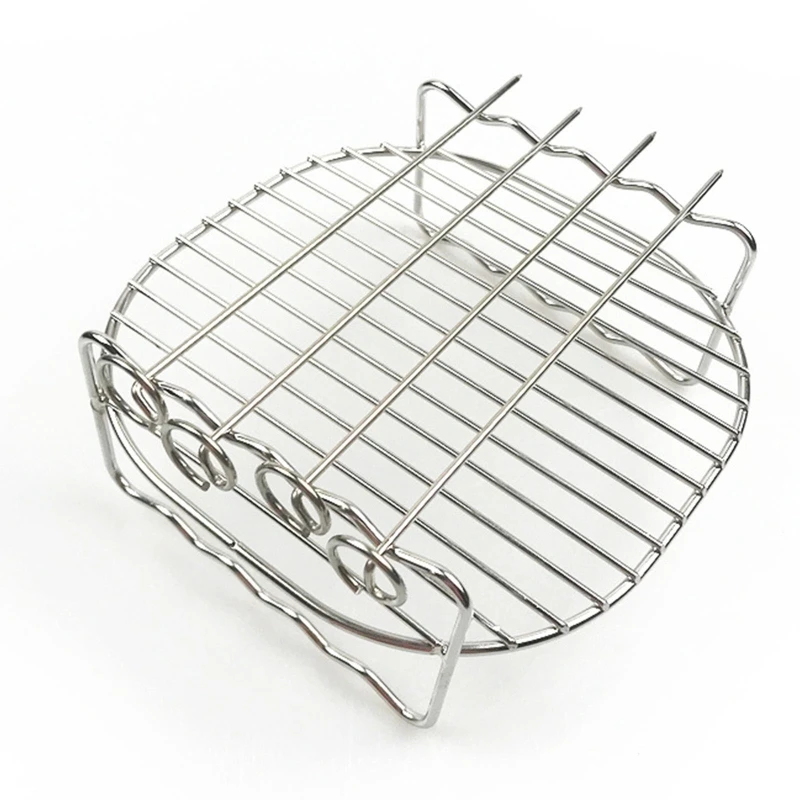 Baking Tray Skewers Air Fryer Stainless Steel Holder BBQ Rack Double Layer Grill