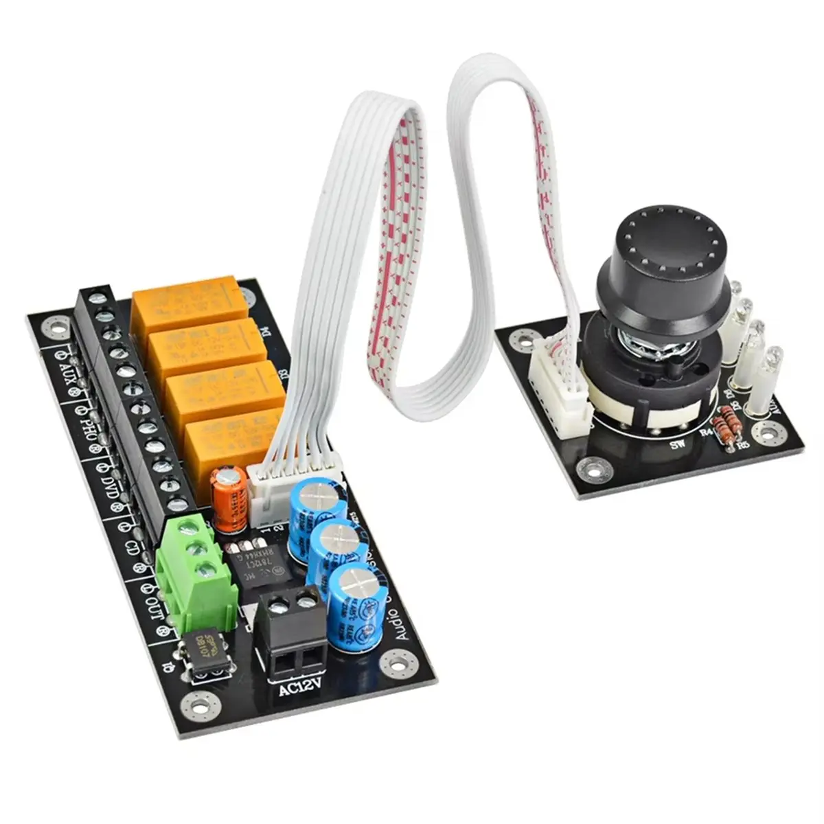 -[T703C Digital]New Audio Stereo Two Channel Relay 4 Way Selection Audio Switch Input Selection Board