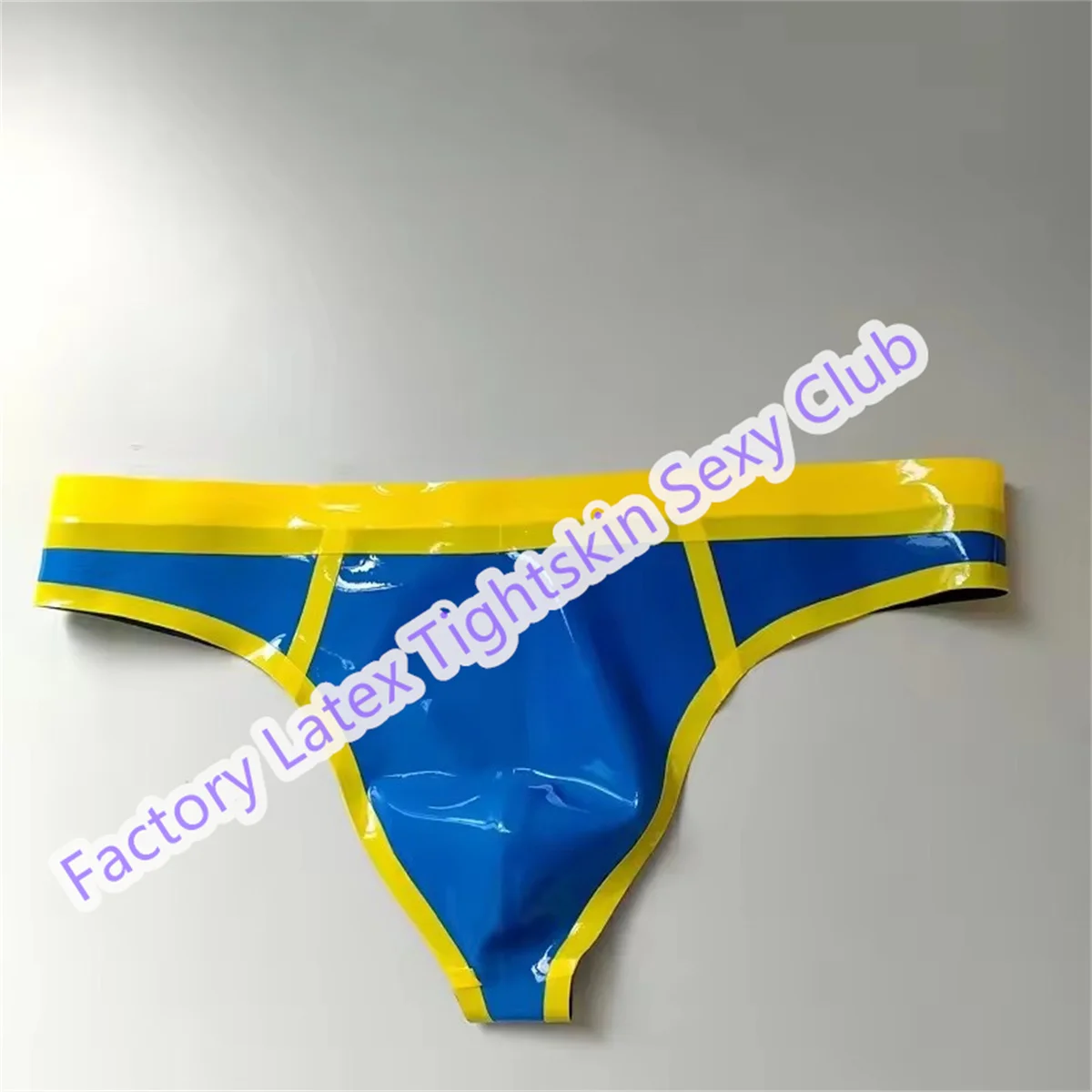 Male Latex Briefs Rubber Shorts Yellow Trim Underwear Halloween Cosplay Costumes Custom Made
