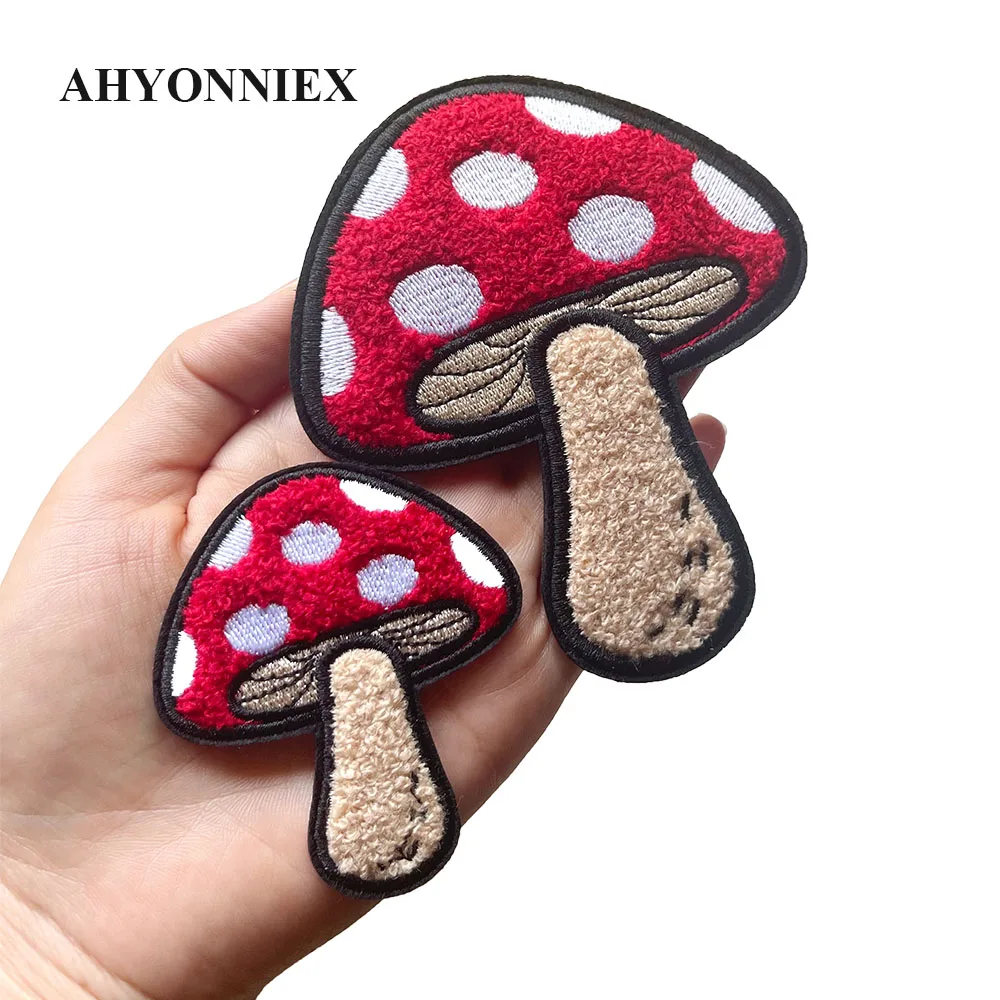 Big and Small Mushroom Parches for Parent-child Clothes DIY Cute Stickers Iron On Towel Embroidery Patches