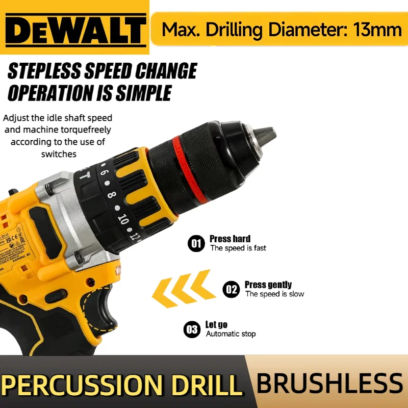 DEWALT DCD791 المدمجة اللاسلكي الحفر فرش السيارات الحفر مفك متعدد الوظائف محرك قابلة للشحن 20 فولت أداة كهربائية