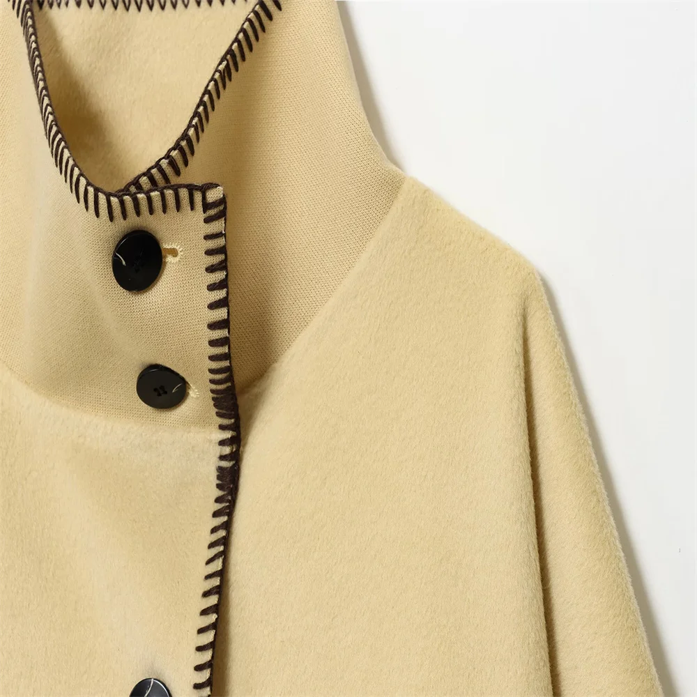 الخريف الملابس النسائية الجديدة مزاجه المألوف تنوعا اليومية شبه عالية طوق الحدود الربط سترة بأكمام طويلة #3