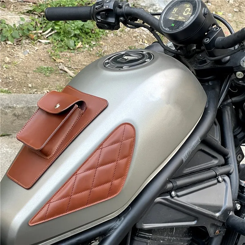 Motorcycle Gas Tank Leather Bag Dash Console Center Pouch Bag