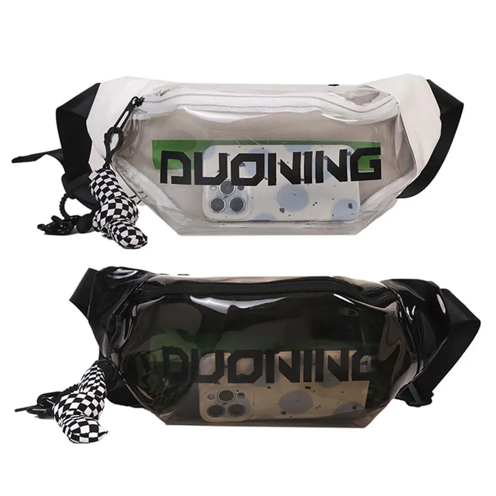 

Pure Claer Crossbody Shoulder Bag with Pendant Couple Letter Printed Waist Pack Small Soft Carrying Bags for Girls