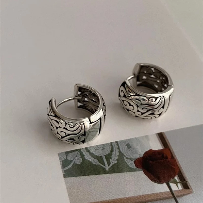 Mewanry Prevent Allergy Hollow Cloud Pattern Hoop Earrings For Women Girls Fashion Elegant Ethnic Vintage Daily Party Jewelry