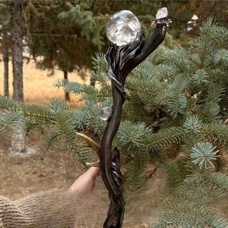 

Handmade crystal wand, time tunnel crystal ball