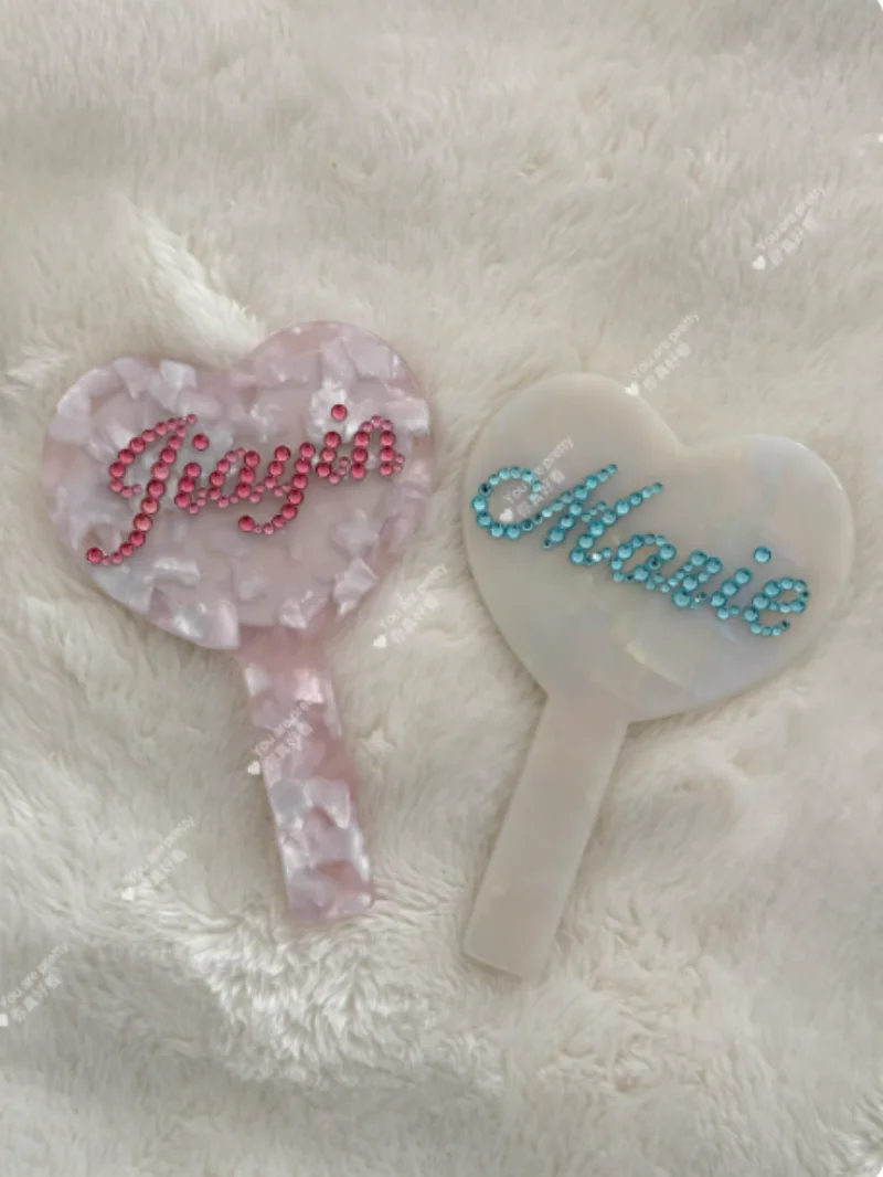 

Зеркало для макияжа с именем на заказ в стиле Y2K, милый модный подарок для свадьбы, подарок для пары