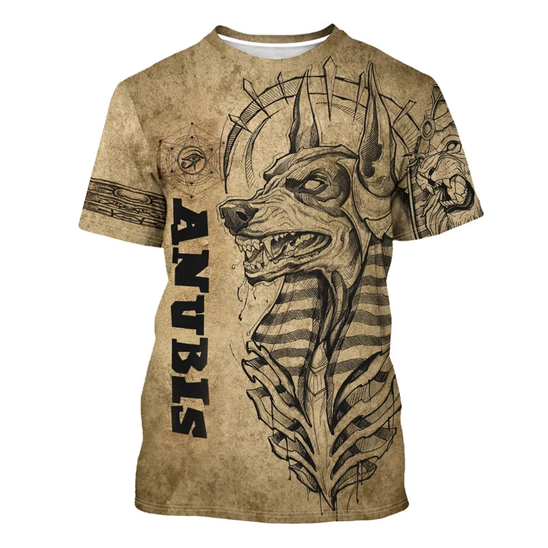 Ancient Egypt Graphic T Shirt For Men Pharaoh Anubis 3D Printed T-Shirts Summer Casual Unisex Loose Top O-Neck Short Sleeve Tees