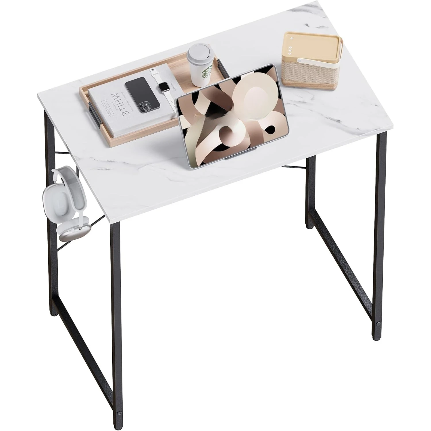 

23 Inch Computer Desk for Small Spaces, Home Office Work Desk with Headphone Hook, Small Office Desk Study Writing Table