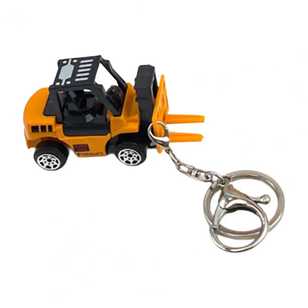 Mini Truck Keychain Forklift Tractor Excavator Roller Alloy Model Decoration with Buckle Engineering Car Model Toy Key Ring