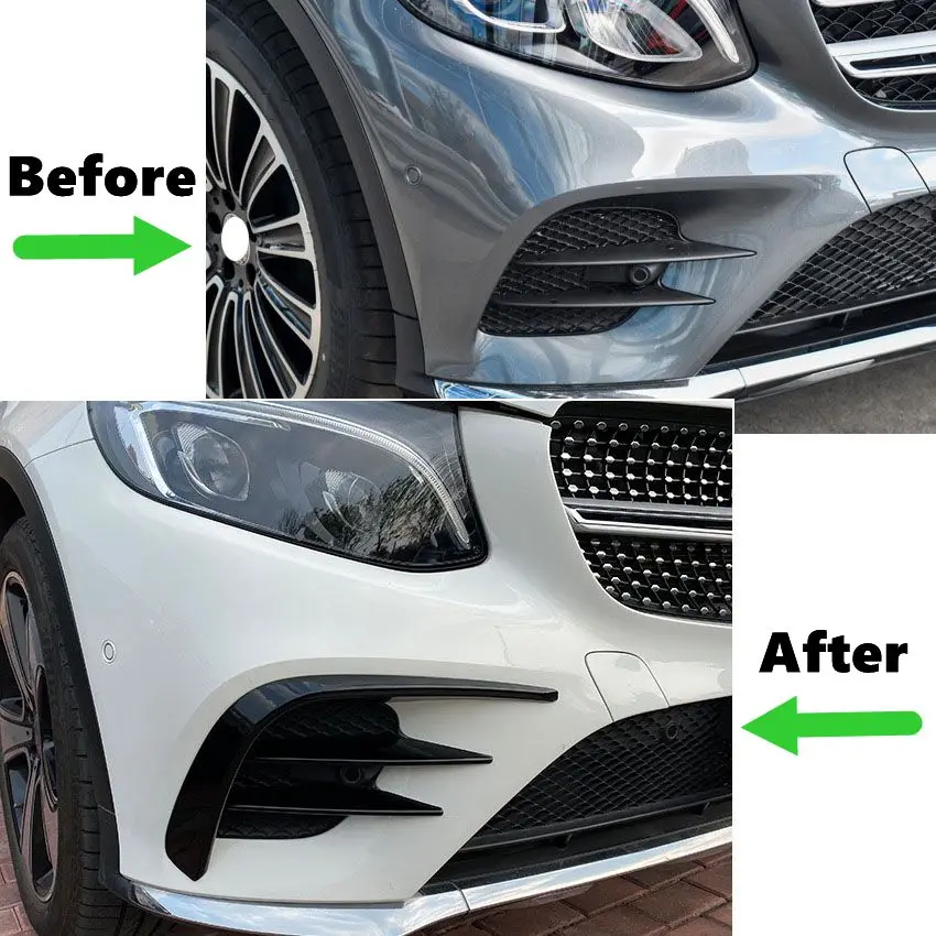 Front Bumper Spoiler Fog Lamp Cover Air Knife Splitter Body Kit For Mercedes-Benz GLC-Class X253 GLC260 GLC300 GLC43 2016-2019